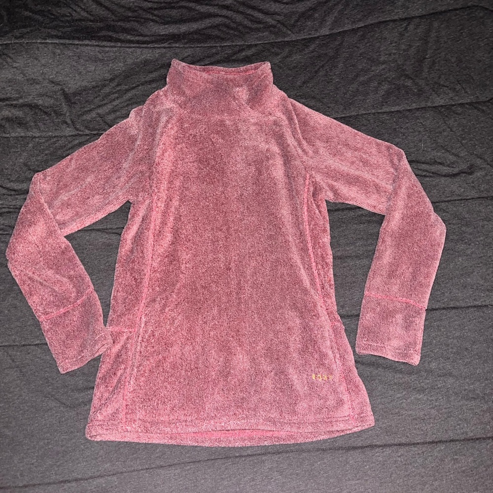 Juniors Roxy Red Invisible Sun Mock Neck Polyester Fleece Pull Over Sweatshirt